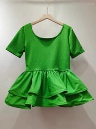 Women's T Shirts Hem Ruffles Spliced T-shirt For Women Fashion Green Short Sleeve Loose O-neck Tees Top 2023 Summer Tide Shirt Y825