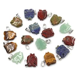 Charms Natural Stone Fish Pendant Carved Crystal Healing Reiki Decoration Craft Mini Gemstone For Jewelry Making Wholesale 20X16Mm D Dhcmj