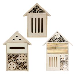 Small Animal Supplies Wooden Insect House Hanging el for Bee butterfly Ladybirds Beneficial Habitat Bugs Garden 230720