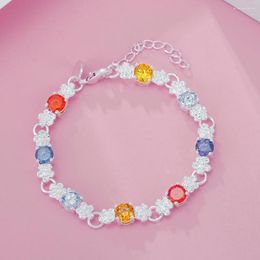 Charm Bracelets Colorful Zircon Open On Hand For Women Luxury Jewelry Trending Products 2023 Christmas Gift Female Korean Fashion