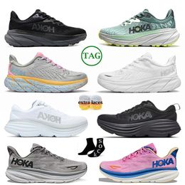 2023 New Hoka One One Bondi 8 Clifton Athletic Running Shoes On Cloud Runner Hokas Carbon x2 Triple Black White Light Blue Hokas Lifestyle Absorption Sneakers 36-45