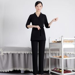 Women's Two Piece Pants Beauty Salon Uniforms Suits Women Beautician Working Suit Sauna Foot Bath Receptionist Workwear Sets Spa Massage