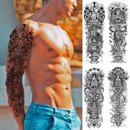 Large Full Arm Sleeve Tattoo Japanese Shakyamuni Buddha Waterproof Temporary Tatoo Sticker Totem Men Women Asian Style Tatto