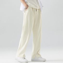 Men's Pants 2023 Summer Solid Casual For Men Elastic Waist Y2K Straight Loose Trousers Male Outdoor Breathable Chic Wide Leg Suit Pant 230720