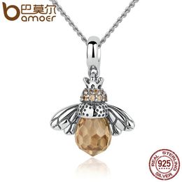 Pandora 925 Sterling Silver Lovely Orange Bee Animal Pendants Necklace for Women Fine Jewellery whole293p
