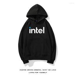 Men's Hoodies Intel Letters Solid Fashion Thicken Sweatshirts High Quality Trend Men Women's Sweatshirt Casual Y2k Hoodie Pullover TOP