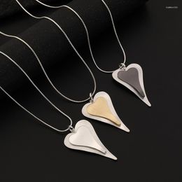 Pendant Necklaces Amorcome Peach Heart Necklace For Women Long Chain Statement Fashion Jewelry Friend Gift Party Collier Femme