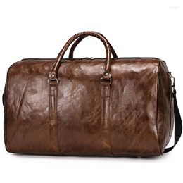 Duffel Bags 2023 Men Handbag Large Capacity Outdoor For Travel Women Soft Pu Leather Bag Fashion Casual Sports Fitness Shoulder