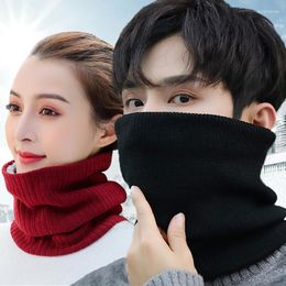 Scarves Winter Men Fashion Knitted Plush Thicken Wool Protect The Neck Scarf Unisex Outdoor Windproof Warm Female Pullover