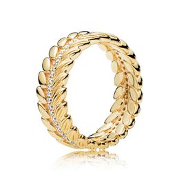 Luxury 18K Yellow Gold Grains of Energy Ring Original Box for Pandora 925 Sterling Silver Shine grain Ring Women Wedding Gift321h
