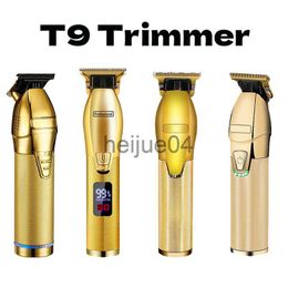Clippers Trimmers Gold Professional Hair Trimmer Clipper For Men Rechargeable Barber Cordless Hair Cutting T9 Hair Styling Beard Trimmer S9 hin x0728