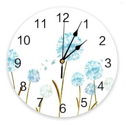 Wall Clocks Plant Dandelion Watercolour Clock Home Decor Bedroom Silent Oclock Watch Digital Modern Design