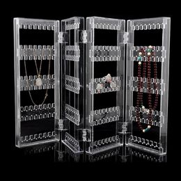 Behogar 4-Panel Foldable Transparent Acrylic Jewellery Display Stand Rack Holder Organiser for Earrings Studs Necklace Bracelets225K