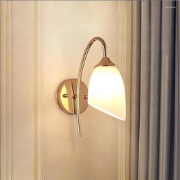 Wall Lamp Led Bedroom Golden El Bedside Light Living Room Stairway Lantern Bathroom E27 Lighting
