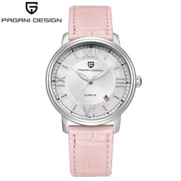 PAGANI DESIGN Fashion Casual Women Quartz Watch Automatic Date Pink Elegant Case Leather Waterproof Lady Watch Relogio Feminino267K