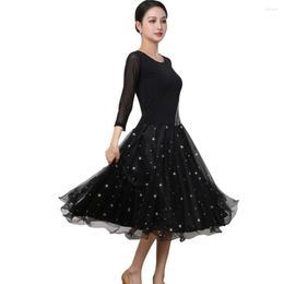 Stage Wear Waltz Ballroom Competition Dress Standard Dance Performance Costume Women Elegant Black Evening Gown Club Outfits