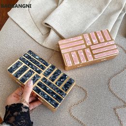 Evening Bags Stone Pattern Crossbody Messenger Bag Wedding Party Box Womens Girl Fashion Shoulder Chain Handbags Purse Clutches 230720