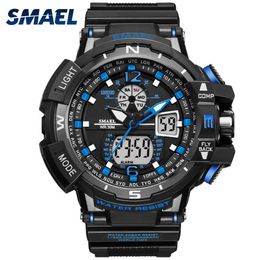 Man Sport Watch Waterproof Shock Resitant SMAEL Brand Luxury Men's Wrist Watch S Shock 1376 Digital Clock LED Mens Watches Go313S