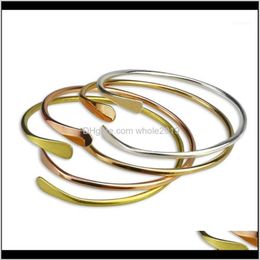 Bangle Bracelets Jewellery Drop Delivery 2021 Mylongingcharm 10Pcs Lot Blank Brass Smooth Oval Stacking Bracelet Open Cuff Bangles F332m