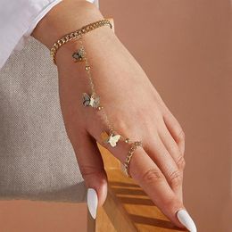 Cute Golden Butterfly Bracelet For Women Unusual Chain Bracelets On Hand Designed Fashion Jewelry 2021 Trend Gifts Link 295I