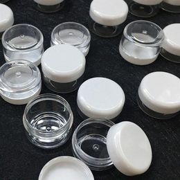 100pcs 2g 3g 5g 10g 15g 20g Plastic Clear Cosmetic Jars Container White Lid Lotion Bottle Vials Face Cream Sample Pots Gel Boxes204I