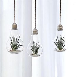 Storage Bottles & Jars 24 X D8 13cm Hanging Terrarium Flower Plant Glass Vase Light Bulb Shape Home Wedding Decor255F