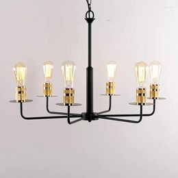 Chandeliers Industrial Candle Style Chandelier Brass Black Farmhouse Hanging Chain For Kitchen Island Dinning Room Home Lighting