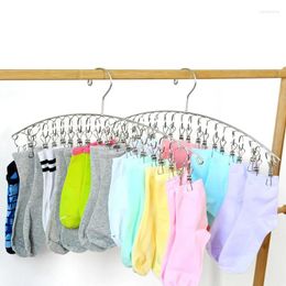 Hangers 6-20 Clips Stainless Steel Clothes Drying Hanger Windproof Clothing Rack Sock Laundry Airer Underwear Socks Holder