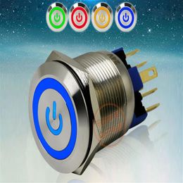 GQ22-11EPS LED Metal Power Push Button Switches 304 Stainless Steel 1NO 1NC 22mm 24V Self Locking or Self Reset Four colors to Cho2529