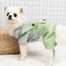 Dog Apparel Cute Overalls 4-Legs Striped Shirt Pet Jumpsuit Comfortable Small Cat Clothes For Spring Summer Pets Supplier