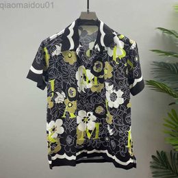 Men's Casual Shirts 2022 Floral Print Shirt Short Sleeve Casual Men Shirt Streetwear Summer Camisa Fashion Masculina Chinese Shirt Moda Hombre Black L230721