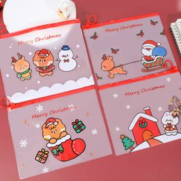 Filing Supplies 20 pcs Cartoon Christmas Ring Pencil Case Student Girl Heart Zipper Bag Multifunctional Transparent Stationery File Folder 230720