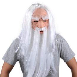 Party Masks Super Funny Santa Claus With White Beard And Witch Cosplay Mask Adult Latex Costume Headdress No1 230721