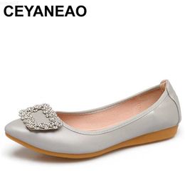 Dress Shoes CEYANEAO 2018 Spring Women Fashion Crystal Flats Black Rhinestone Pointed Toe Ballerina Flat Plus Size Ladies Boat ShoesE1114 L230721