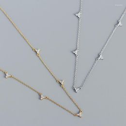 Chains 925 Sterling Silver Necklace Inset Zircon Chian For Women Neck Fashion Wedding Party Jewellery