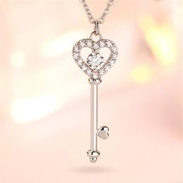 2020 LOVE Key Pendant Rose 925 Sterling Silver Necklace for Women Vintage Collar Costume Jewelry286s