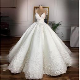 Fantastic Spaghetti Straps Wedding Dresses With Appliques Lace Floor Length Bridal Dress Custom Made Vintage Wedding vestido de no323C