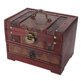 Multi-Layer Jewellery Storage Box Dust-proof Wooden Necklace Earrings Storage Container Box Jewellery Holder Decoration Organiser MX20260g