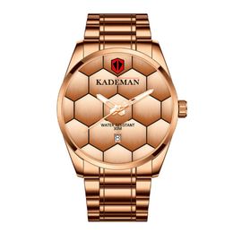 KADEMAN Brand High Definition Luminous Mens Watch Quartz Calendar Watches Leisure Simple Football Texture Masculine Wristwatches248G
