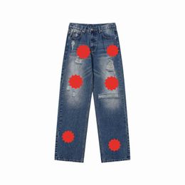 jeans for mens chromee hearts pants mens designer Embroidery Pants Women Oversize Ripped Patch Hole Denim Straight Ch Fashion Streetwear Slimn pants Cross VZ0Z