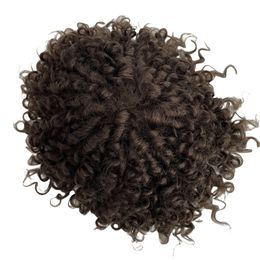 6 Inches Malaysian Virgin Human Hair Replacement 8x10 Toupee Brown Color 4# Bouncy Curl Center Lace Australia Unit for Men