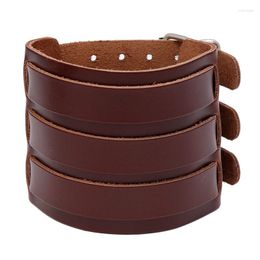 Bangle Fashion Punk Style Wide Genuine Leather Bracelets Men For Women Cuff Vintage Rock Hop Hip Simplicity Jewelry Small Gift