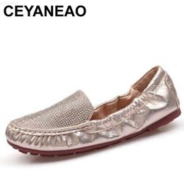 Dress Shoes CEYANEAO 2019 Luxury Rhinestone Women Shoes Spring Autumn Fashion Sequin Women Loafers Ballet Flats Lady Fold-able ShoesE2142 L230721