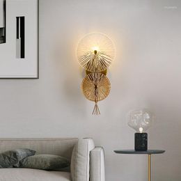 Wall Lamp Nordic Glass Round Light Luxury Bedroom Bedside Aisle Creative Background