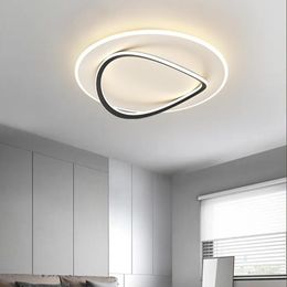 Ceiling Lights Modern Round Design Living Room Bedroom White/Black Rings Study Lamp Fixtures Luminaire