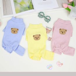 Dog Apparel Small Size Stripe Design Yellow Pink Colors Four-Legged Homewear Clothes For Autumn And Winter Est Pet Clothing