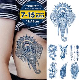 Semi-Permanent Herbal Lasting Ink Waterproof Temporary Tattoo Sticker Elephant Dragon Lion Flash Tatto Women Body Art Fake Tatoo