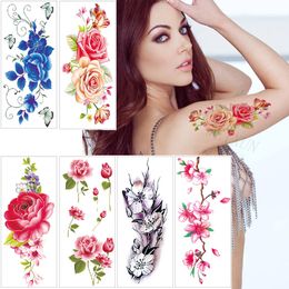 30 Different Styles Rose Lotus Tattoo Stickers Waterproof Temporary Sketch Flower Simple Flower Tattoo Sticker for Women Man