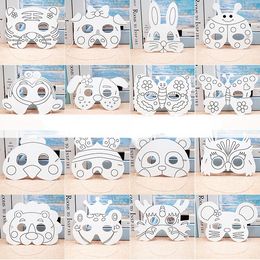 20pcs DIY Blank Graffiti Paper Drawing Masks Kids Child Animal Color Birthday Favor Cosplay Party Easter Wedding