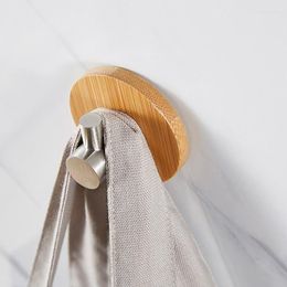 Hooks Adhesive Bamboo Stainless Steel Hook Rack Wall Clothes Bag Key Hanger Kitchen Bathroom Door Towel Shelf